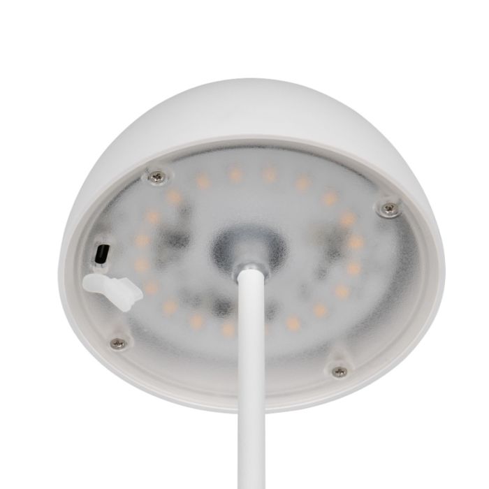 Witte oplaadbare tafellamp kunststof, Mikhail, 2W, 3000K LED, IP44, met touchdimmer
