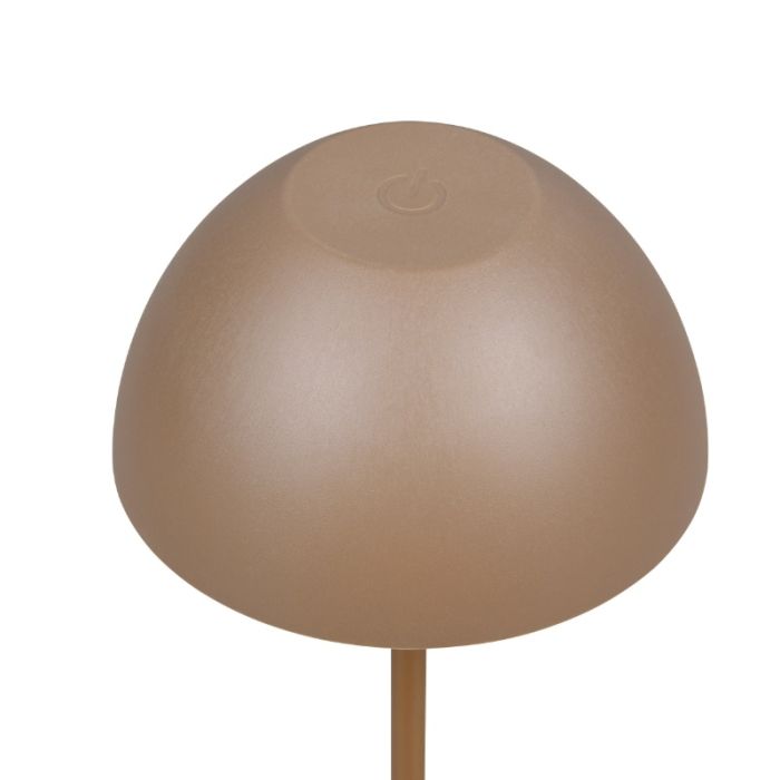 Bruine oplaadbare tafellamp kunststof, Mikhail, 2W, 3000K LED, IP44, met touchdimmer