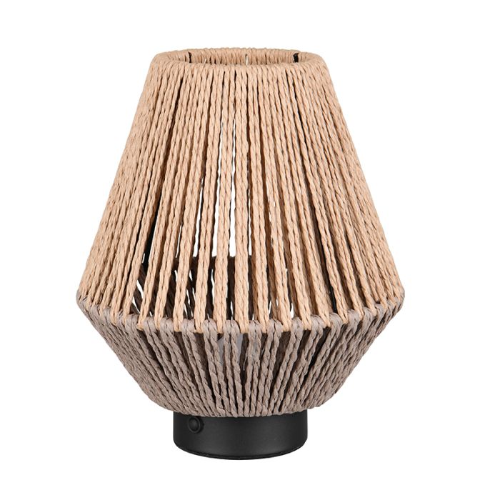 Papieren oplaadbare tafellamp bruin, Isaura, 1,5W, 3000K LED, 3-staps dimbaar