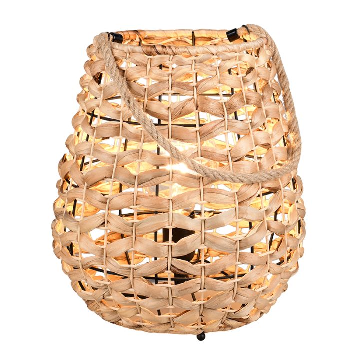 Rotan tafellamp bruin, Lycke, met schakelaar