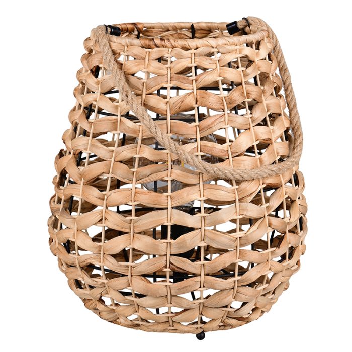 Rotan tafellamp bruin, Lycke, met schakelaar