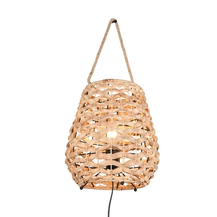 Rotan tafellamp bruin, Lycke, met schakelaar