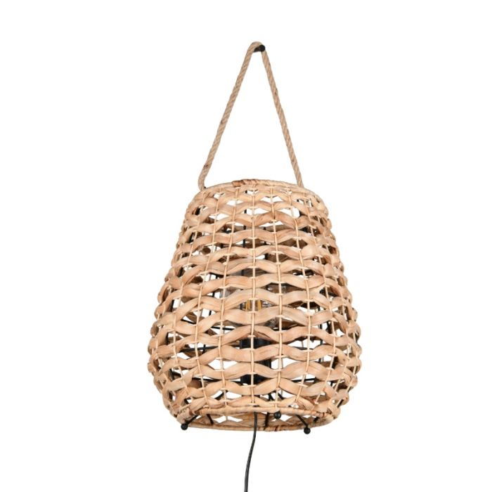 Rotan tafellamp bruin, Lycke, met schakelaar