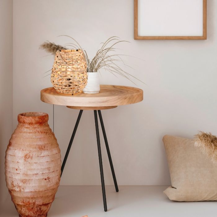 Rotan tafellamp bruin, Lycke, met schakelaar