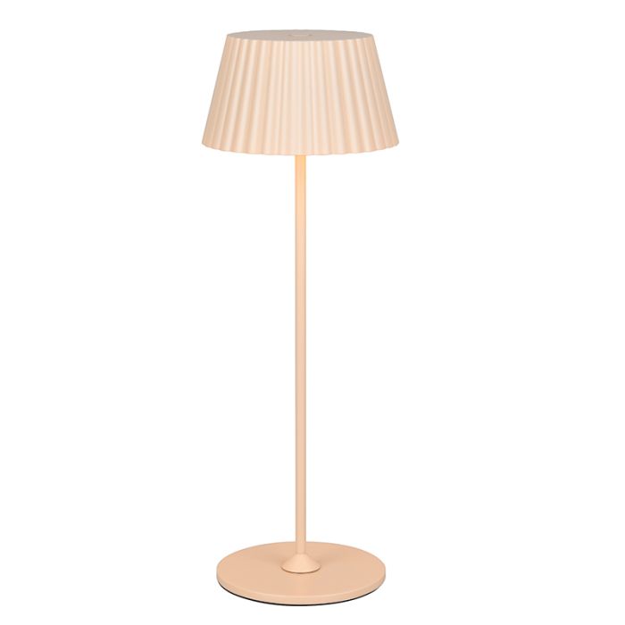 Bruine oplaadbare buiten tafellamp modern, Reshma, 1,5W, 3000K LED, IP44, met touchdimmer