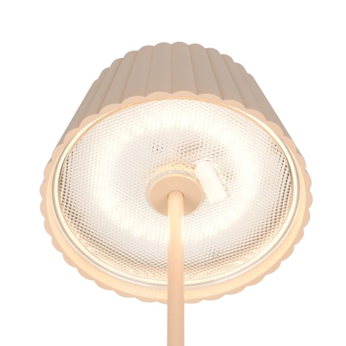 Bruine oplaadbare buiten tafellamp modern, Reshma, 1,5W, 3000K LED, IP44, met touchdimmer