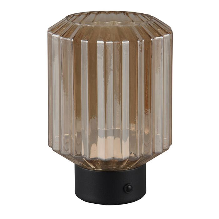 Zwarte oplaadbare tafellamp retro, Tamer, 2W, 3000K LED, met touchdimmer