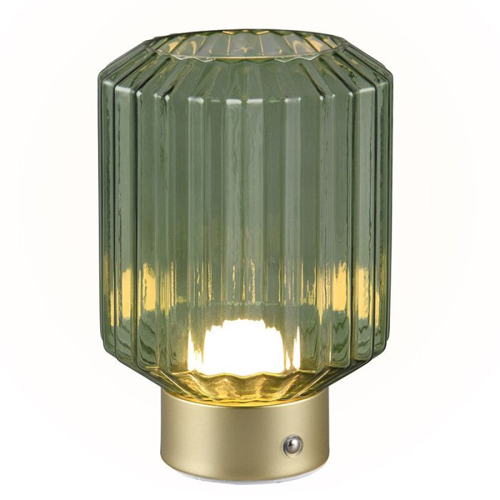 Messing oplaadbare tafellamp retro, Tamer, 2W, 3000K LED, met touchdimmer