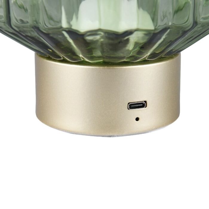 Messing oplaadbare tafellamp retro, Tamer, 2W, 3000K LED, met touchdimmer