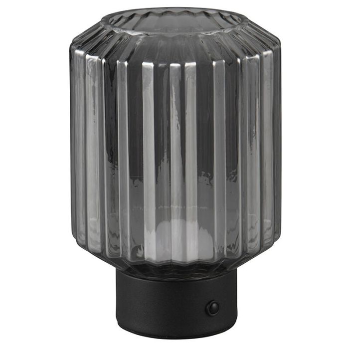 Zwarte oplaadbare tafellamp retro, Tamer, 2W, 3000K LED, met touchdimmer