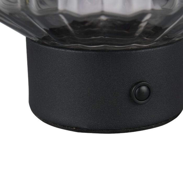Zwarte oplaadbare tafellamp retro, Tamer, 2W, 3000K LED, met touchdimmer