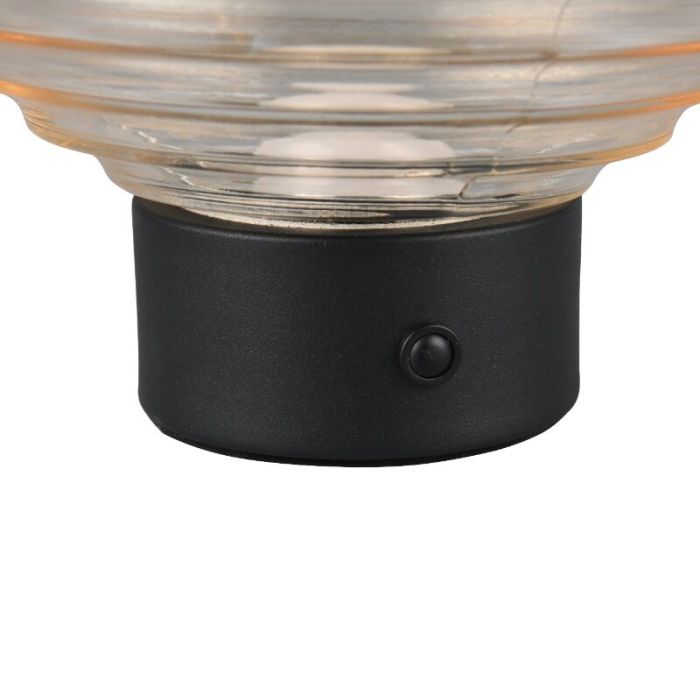 Zwarte oplaadbare tafellamp retro, Walid, 2W, 3000K LED, met touchdimmer