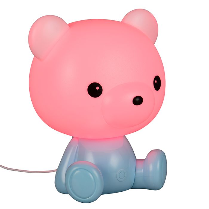 Blauwe kinderkamer tafellamp kunststof, Lumibear, 0,3W, RGB LED, met schakelaar