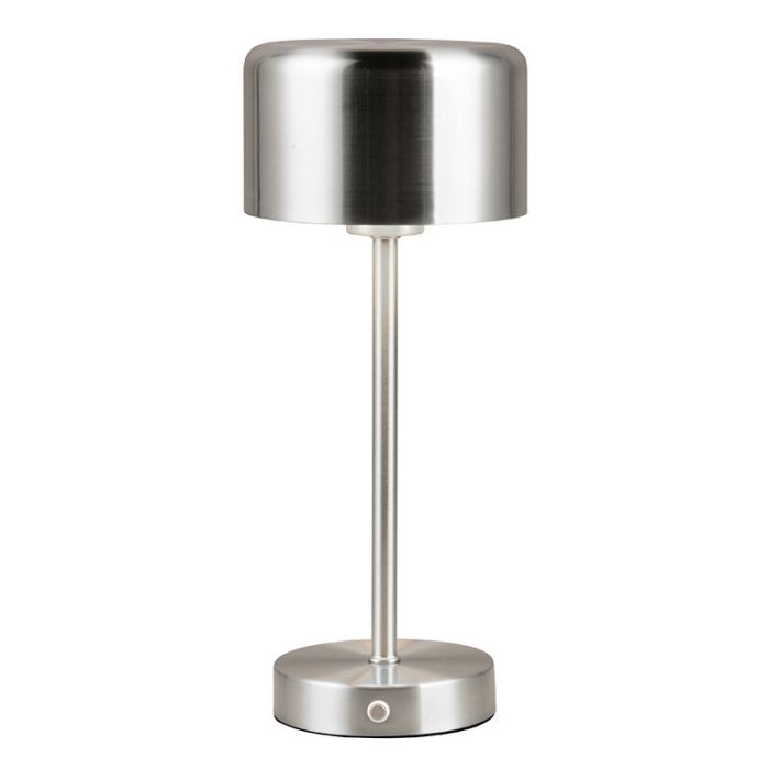 Nikkelen oplaadbare tafellamp modern, Dustin, 1W, 3000K LED, met touchdimmer