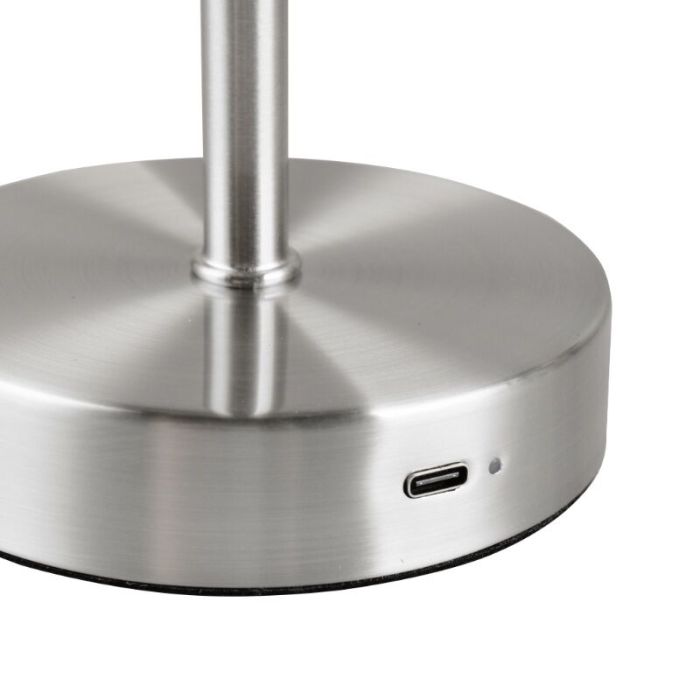Nikkelen oplaadbare tafellamp modern, Dustin, 1W, 3000K LED, met touchdimmer