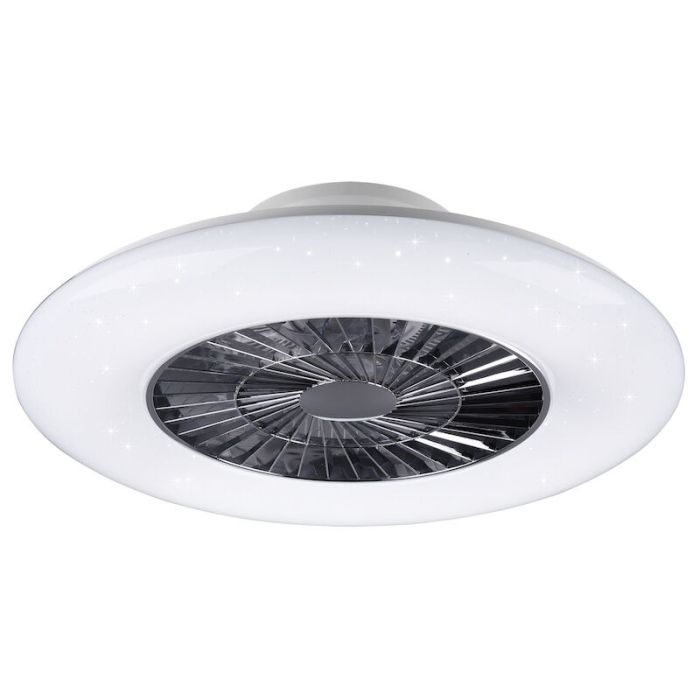 Chromen plafondventilator modern, Damia, 40W, warm tot koud wit verstelbare LED, met afstandsbediening