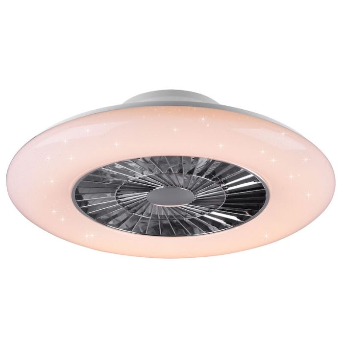 Chromen plafondventilator modern, Damia, 40W, warm tot koud wit verstelbare LED, met afstandsbediening
