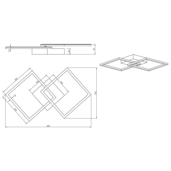 Witte plafonnière modern, Margaux, 20W, 4000K LED