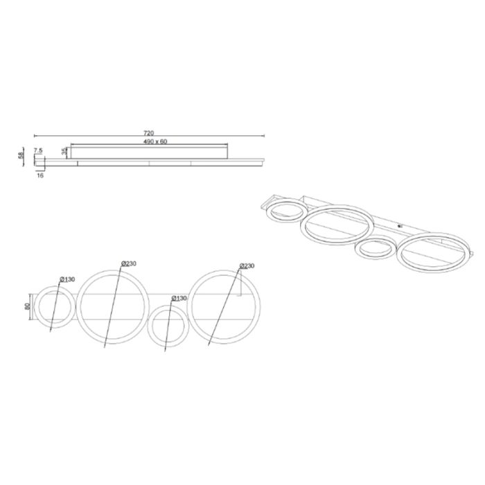 Zwarte plafondlamp design, Ishaan, 26,5W, 3000K LED