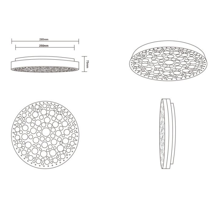 Zwarte plafonnière kunststof, Wing, 11W, 3000K LED