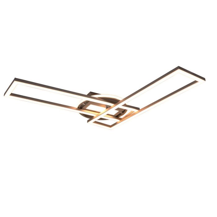 Nikkelen plafonnière modern, Jadon, 30W, warm tot koud wit verstelbare LED
