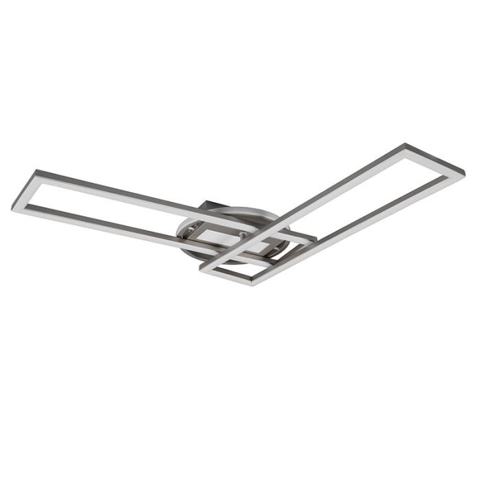 Nikkelen plafonnière modern, Jadon, 30W, warm tot koud wit verstelbare LED