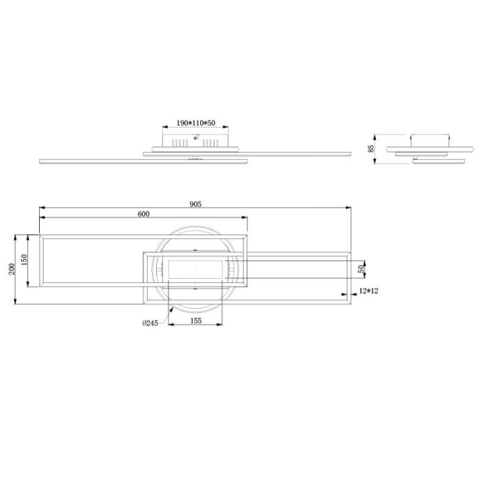Nikkelen plafonnière modern, Jadon, 30W, warm tot koud wit verstelbare LED