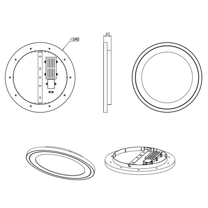 Witte plafonnière modern, Mirko, 16W, 4000K LED