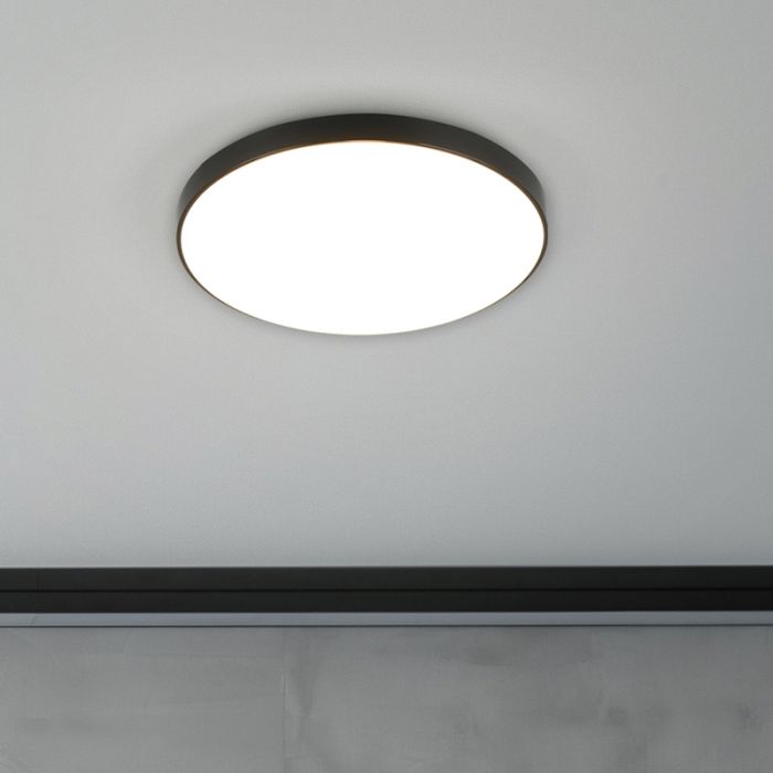 Zwarte plafonnière kunststof, Sharde, 18W, 4000K LED, IP44