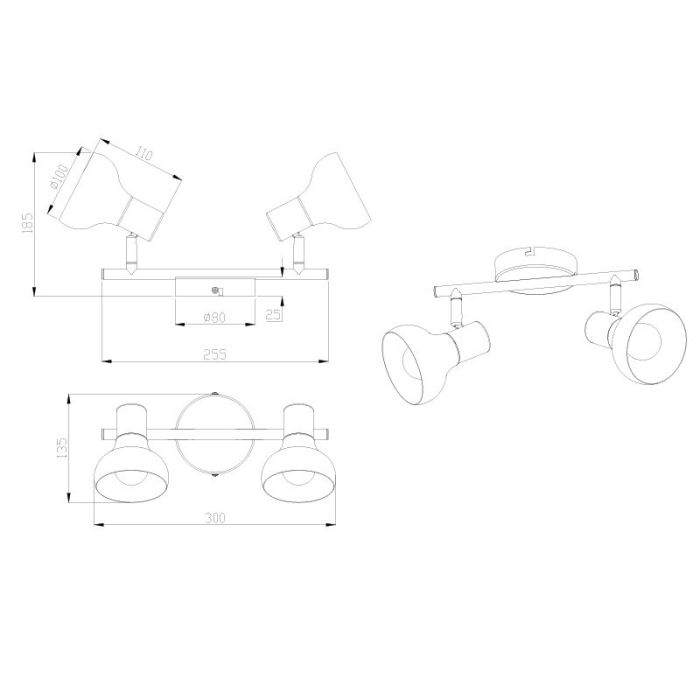 Witte plafondspot modern, Toos