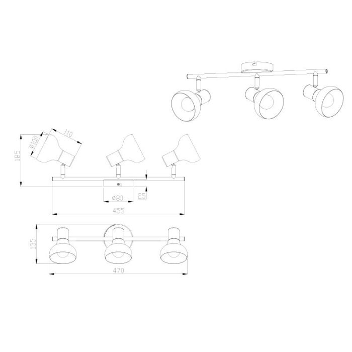 Witte plafondspot modern, Toos