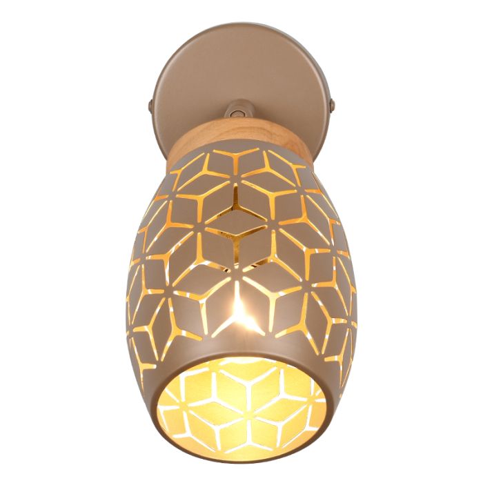 Bruine wandspot modern, Delana, met schakelaar