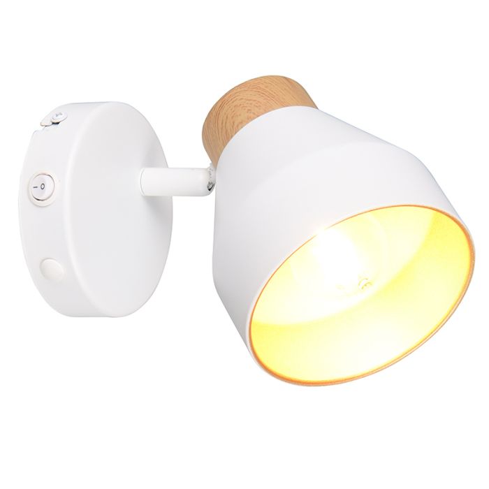 Witte wandspot modern, Riette, met schakelaar