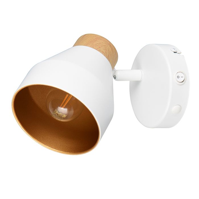 Witte wandspot modern, Riette, met schakelaar