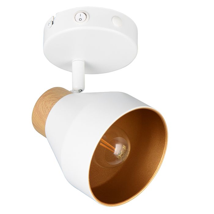 Witte wandspot modern, Riette, met schakelaar