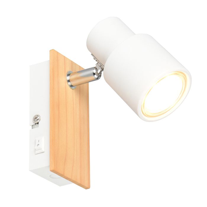 Witte wandspot modern, Rajeev, met schakelaar