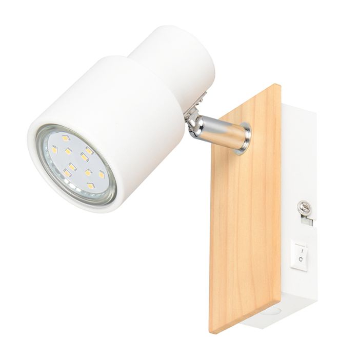 Witte wandspot modern, Rajeev, met schakelaar