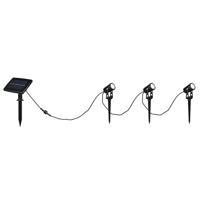 Zwarte solar prikspots aluminium, Mijke, 0,5W, 4000K LED, IP44