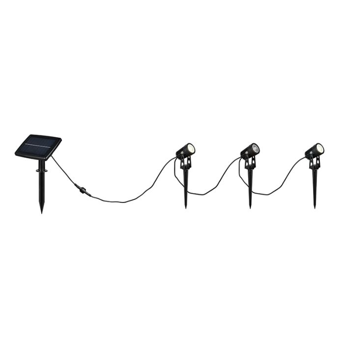 Zwarte solar prikspots aluminium, Mijke, 0,5W, 4000K LED, IP44