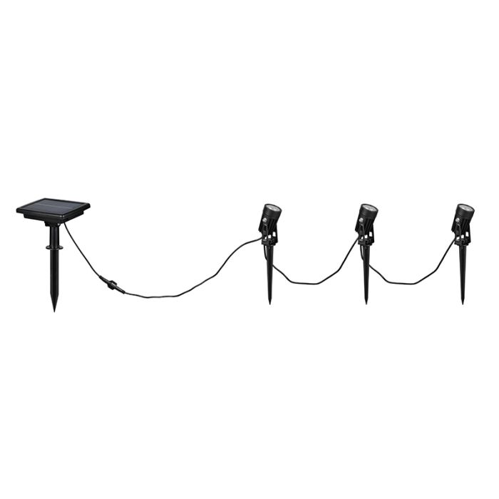 Zwarte solar prikspots aluminium, Mijke, 0,5W, 4000K LED, IP44