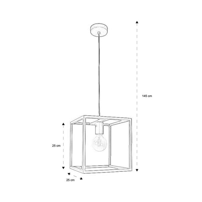 Industriële frame hanglamp Redox, Zwart
