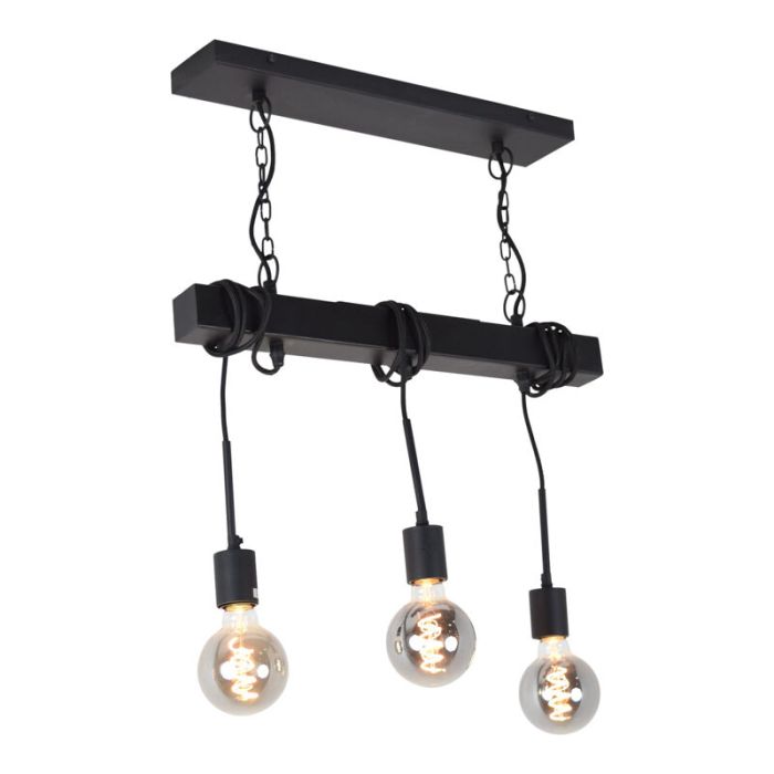 Industriële plafondlamp Kezban, zwart, langwerpig