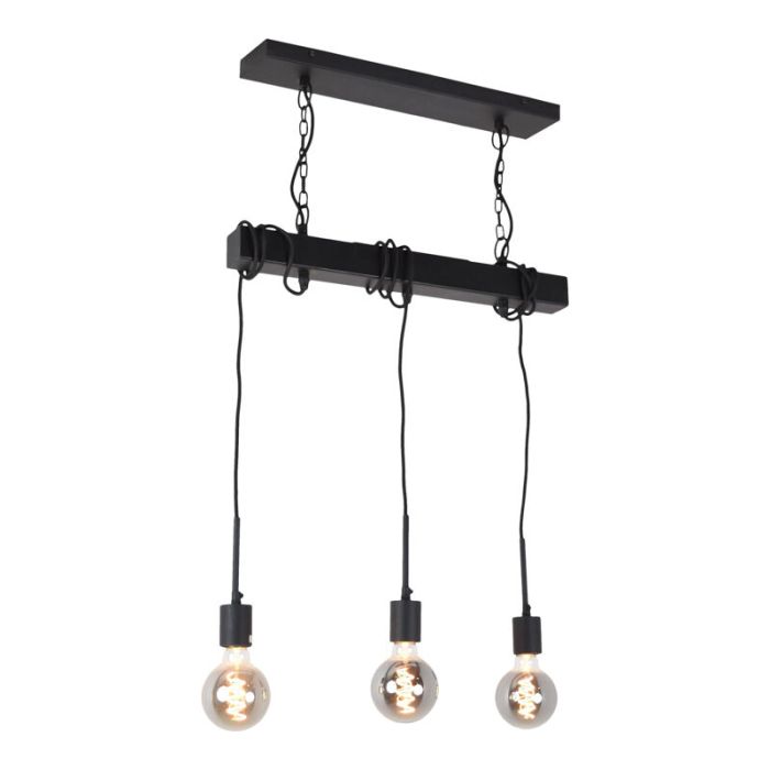 Industriële plafondlamp Kezban, zwart, langwerpig