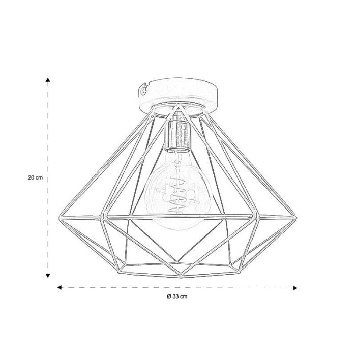 Industrie plafondlamp Merlon, Extra breed