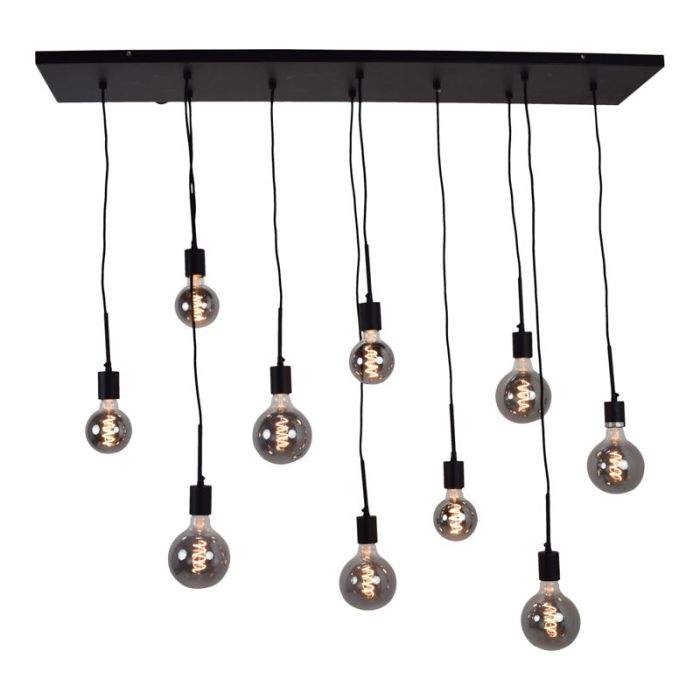 Industriële hanglamp Bolb, zwart, langwerpig