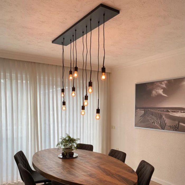 Industriële hanglamp Bolb, zwart, langwerpig