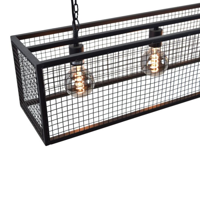 Industriële hanglamp Redox, zwart, langwerpig