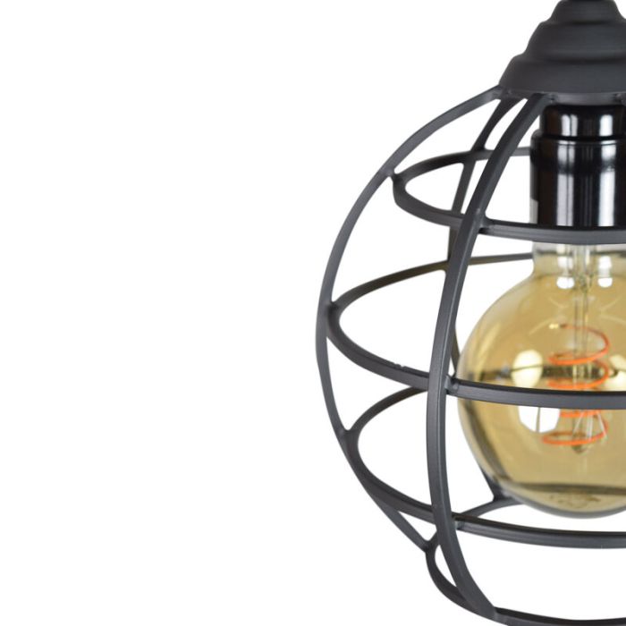 Industriële hanglamp Roland, zwart, rond