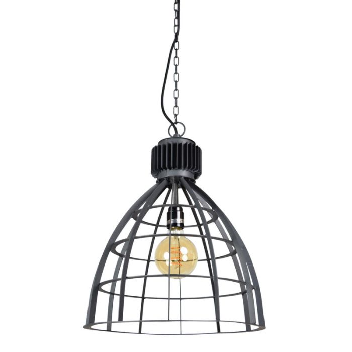 Industriële hanglamp Redstar, zwart, rond