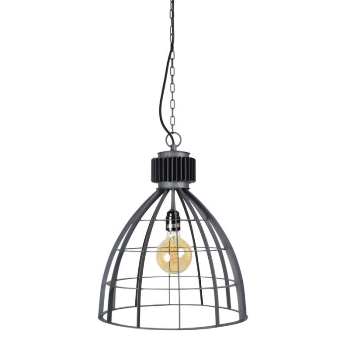 Industriële hanglamp Redstar, zwart, rond